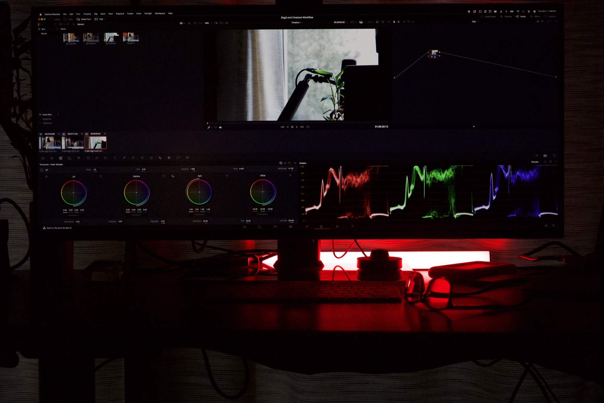 Color grading with scopes in DaVinci Resolve