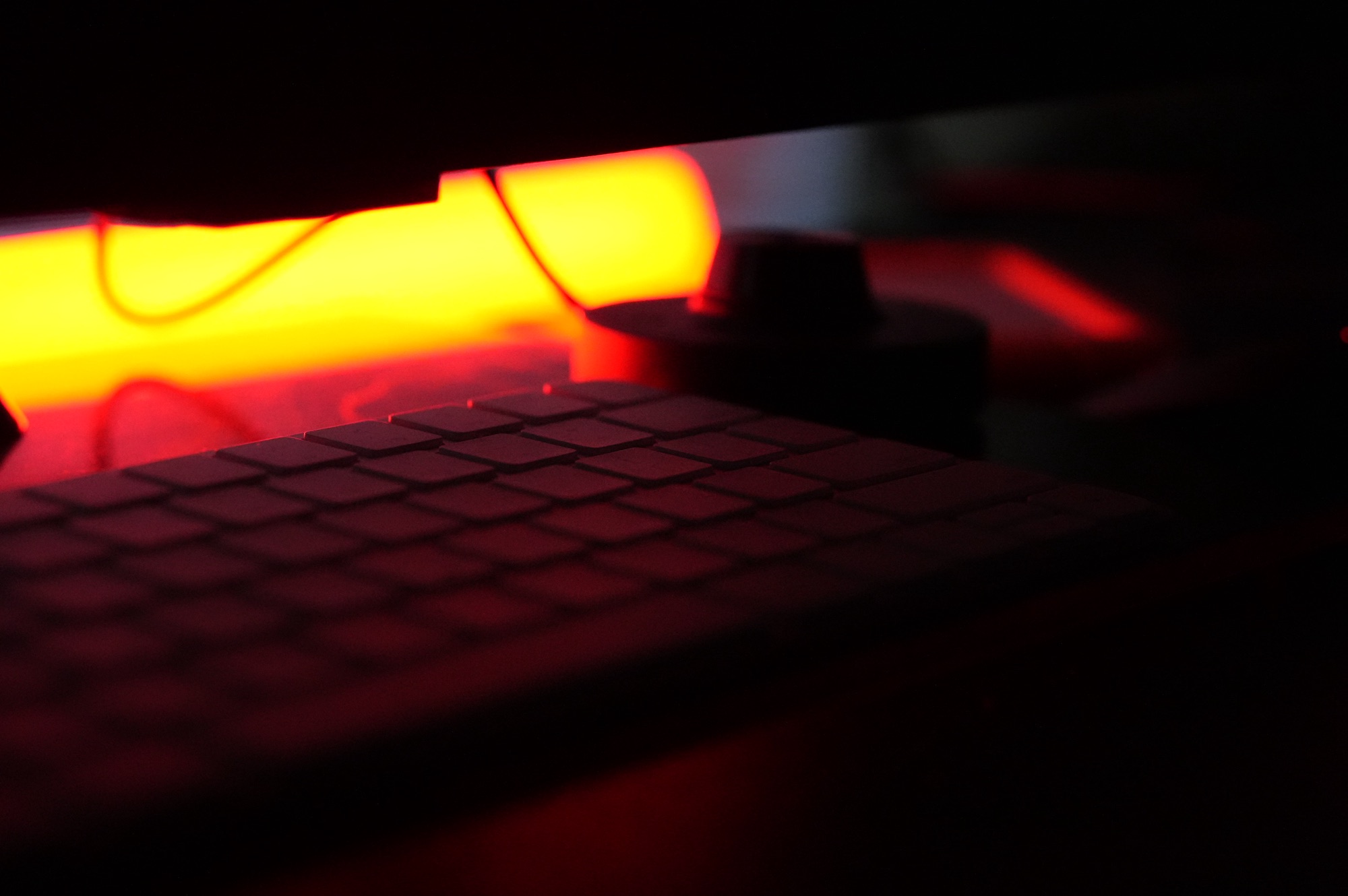Close detail of a keyboard in the edit bay