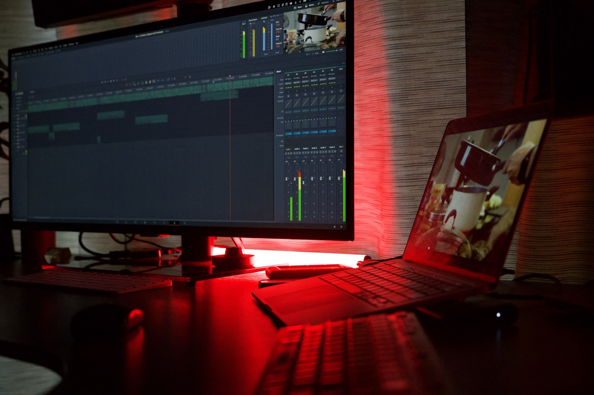 Mixing audio levels for a project in the edit bay